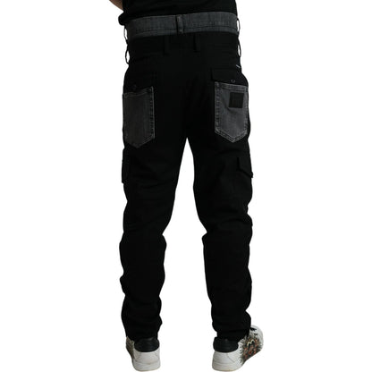 Dolce & Gabbana Black Gray slim Cotton Denim Jeans
