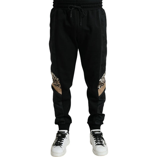 Elegant Black Leopard Jogger Pants