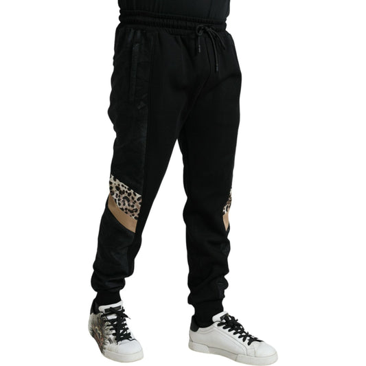 Elegant Black Leopard Jogger Pants