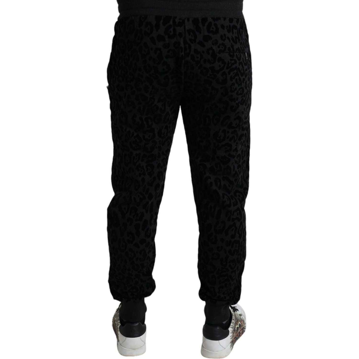 Dolce & Gabbana Black Leopard Cotton Slim Fit Jogger Pants