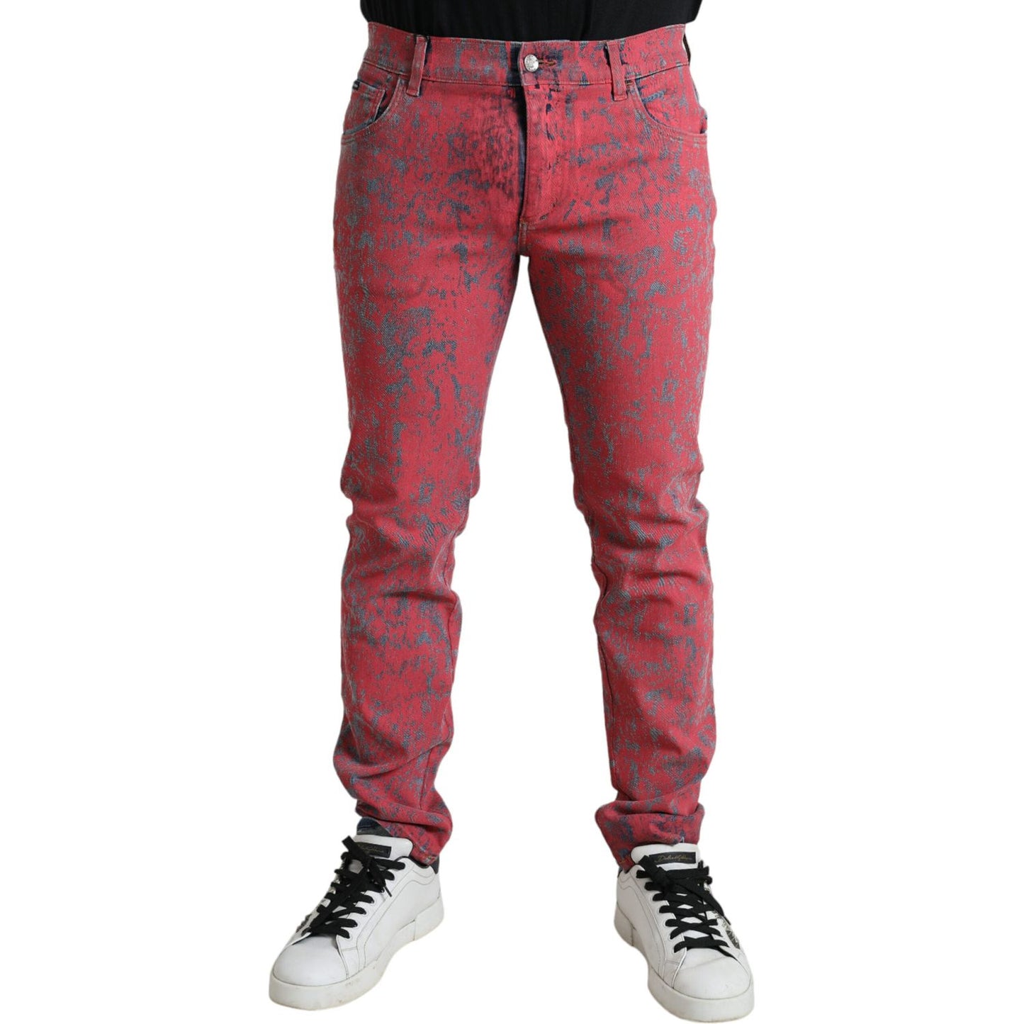 Red Tie Dye Skinny Denim Jeans