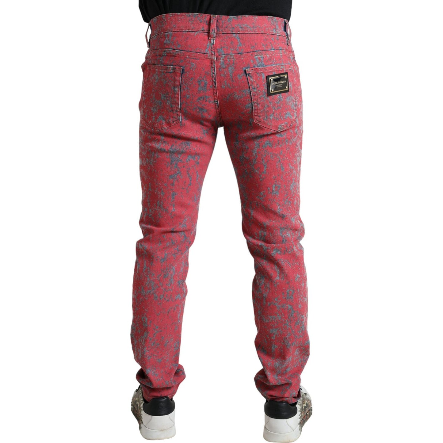 Red Tie Dye Skinny Denim Jeans