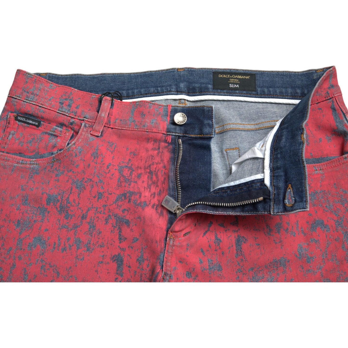 Red Tie Dye Skinny Denim Jeans