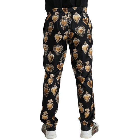 Chic Heart Print Silk Pajama Pants Dolce & Gabbana