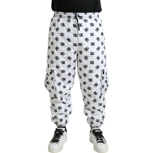 Chic White Jogger Pants with Iconic DG Print