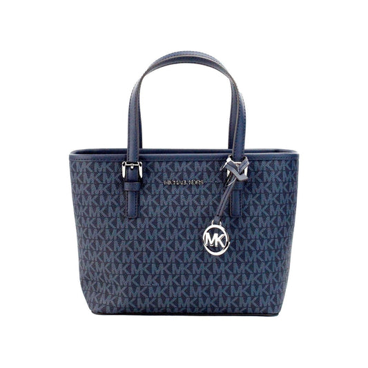 Michael Kors Jet Set Navy PVC Leather XS Carryall Top Zip Tote Bag Purse Michael Kors