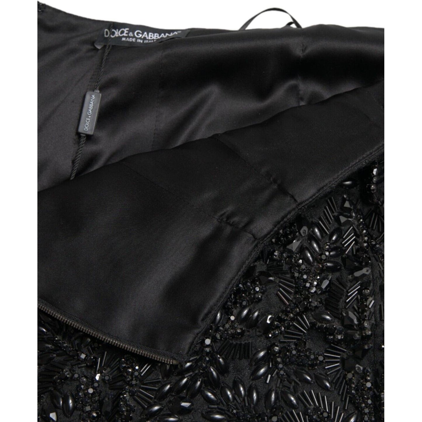 Black Crystal-Embellished Runway Skirt