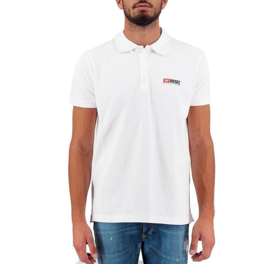 Elegant White Cotton Polo Shirt with Contrasting Logo