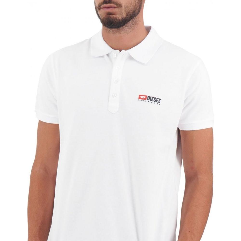 Elegant White Cotton Polo Shirt with Contrasting Logo