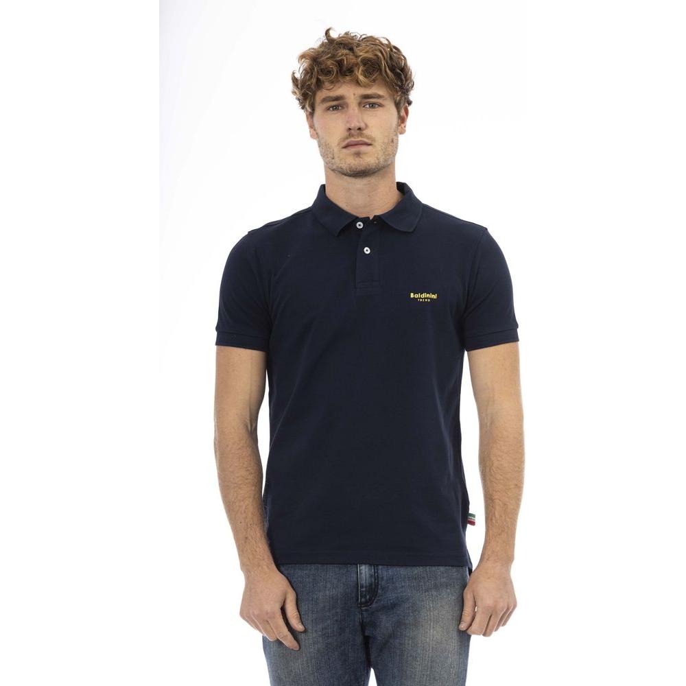 Chic Classic Blue Polo with Front Embroidery