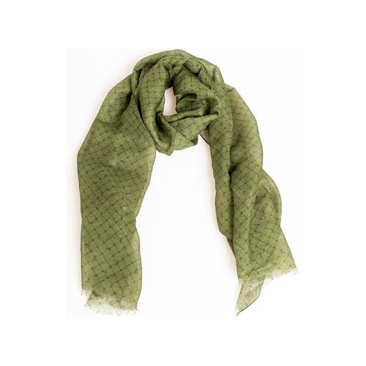 Elegant Green Silk Blend Scarf