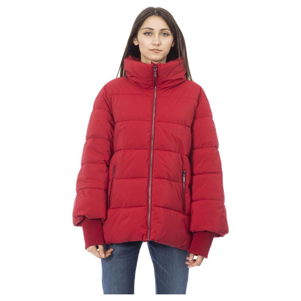 Elegant Red Short Down Jacket with Hood