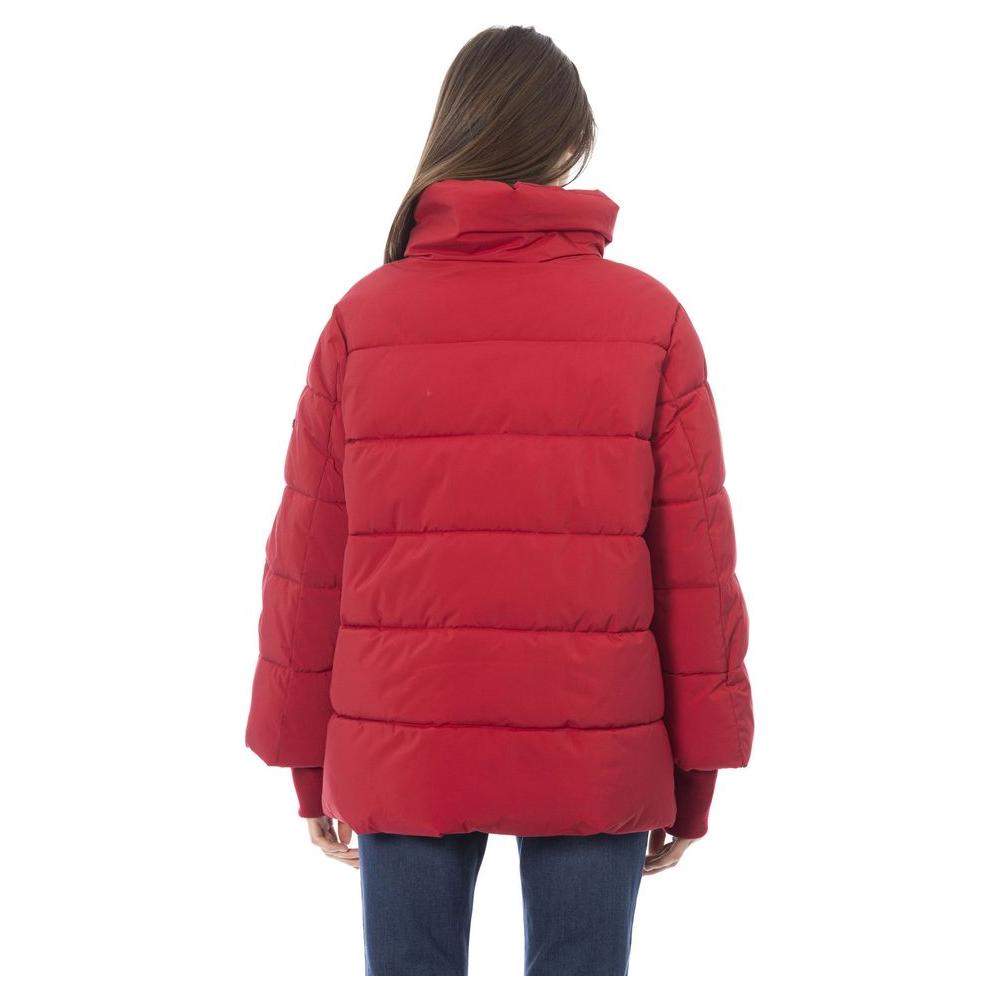 Elegant Red Short Down Jacket with Hood