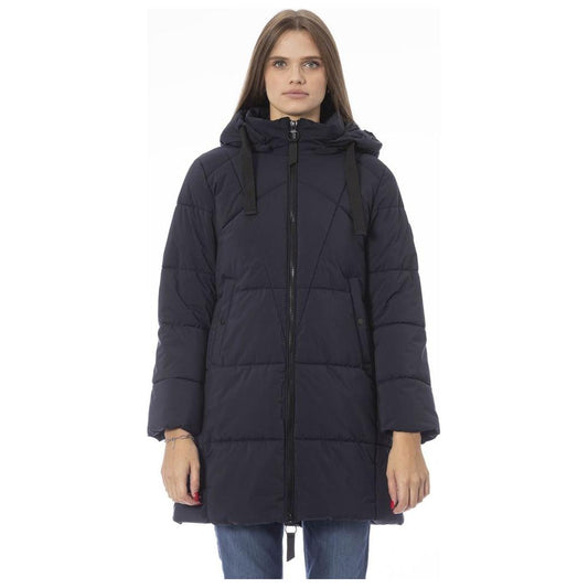 Baldinini Trend Chic Blue Long Down Jacket Baldinini Trend