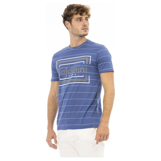 Elegant Blue Cotton Tee with Exclusive Print