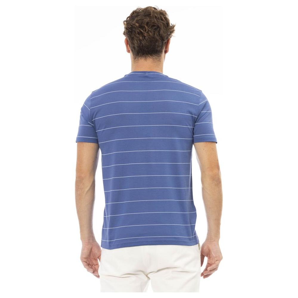 Elegant Blue Cotton Tee with Exclusive Print