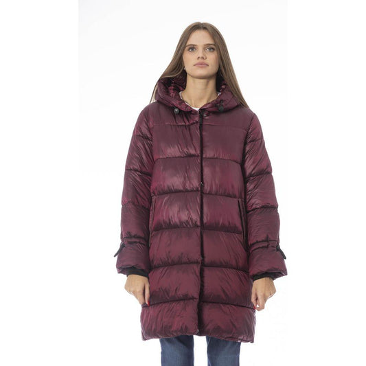 Elegant Burgundy Long Down Jacket Baldinini Trend