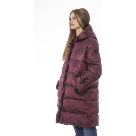 Elegant Burgundy Long Down Jacket Baldinini Trend