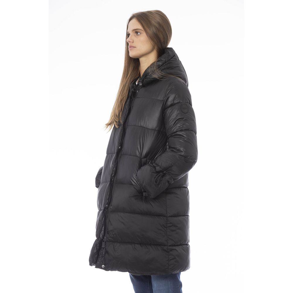 Baldinini Trend Black Nylon Jacket Coat