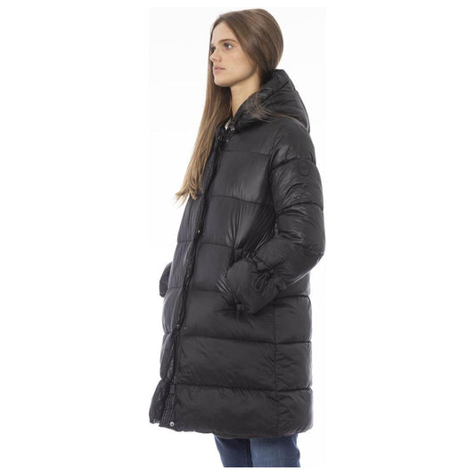 Chic Long Down Jacket with Monogram Detail