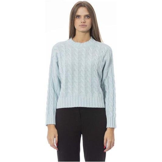 Chic Light Blue Crew Neck Sweater Baldinini Trend