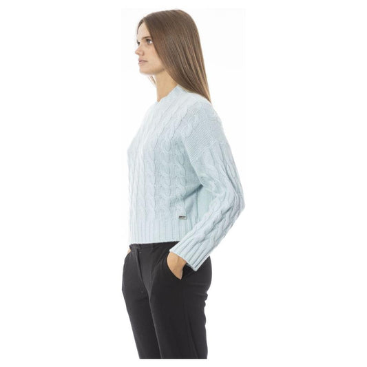 Chic Light Blue Crew Neck Sweater Baldinini Trend