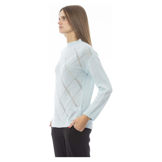 Elegant Light Blue Volcano Neck Sweater