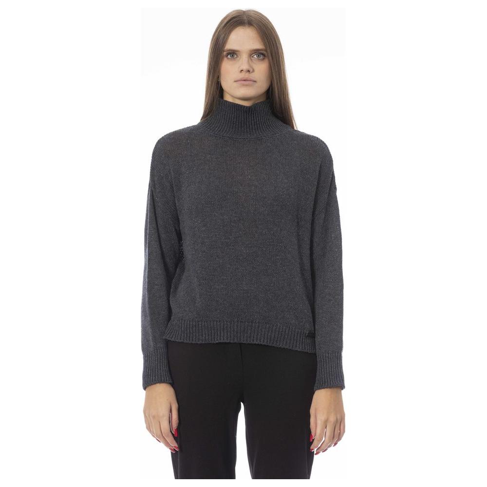 Chic Volcano Neck Gray Sweater