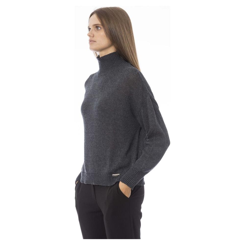 Chic Volcano Neck Gray Sweater