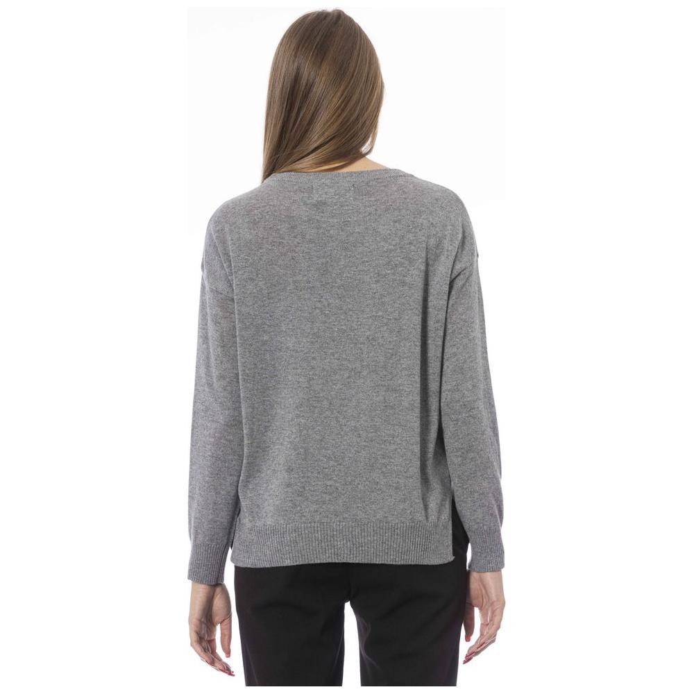 Chic Gray Crew Neck Knit Sweater