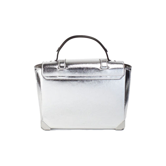 Manhattan Medium Silver Leather Top Handle Satchel Bag