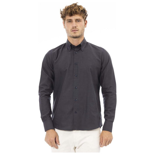 Baldinini Trend Chic Gray Cotton Blend Button-Down Shirt Baldinini Trend