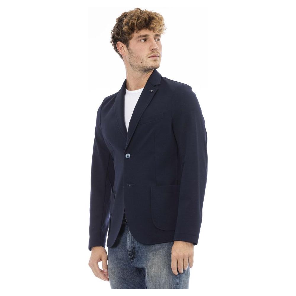 Elegant Blue Fabric Jacket for Men