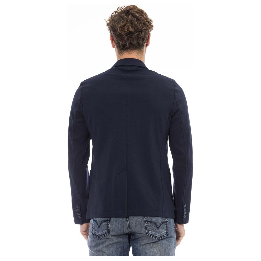 Elegant Blue Fabric Jacket for Men