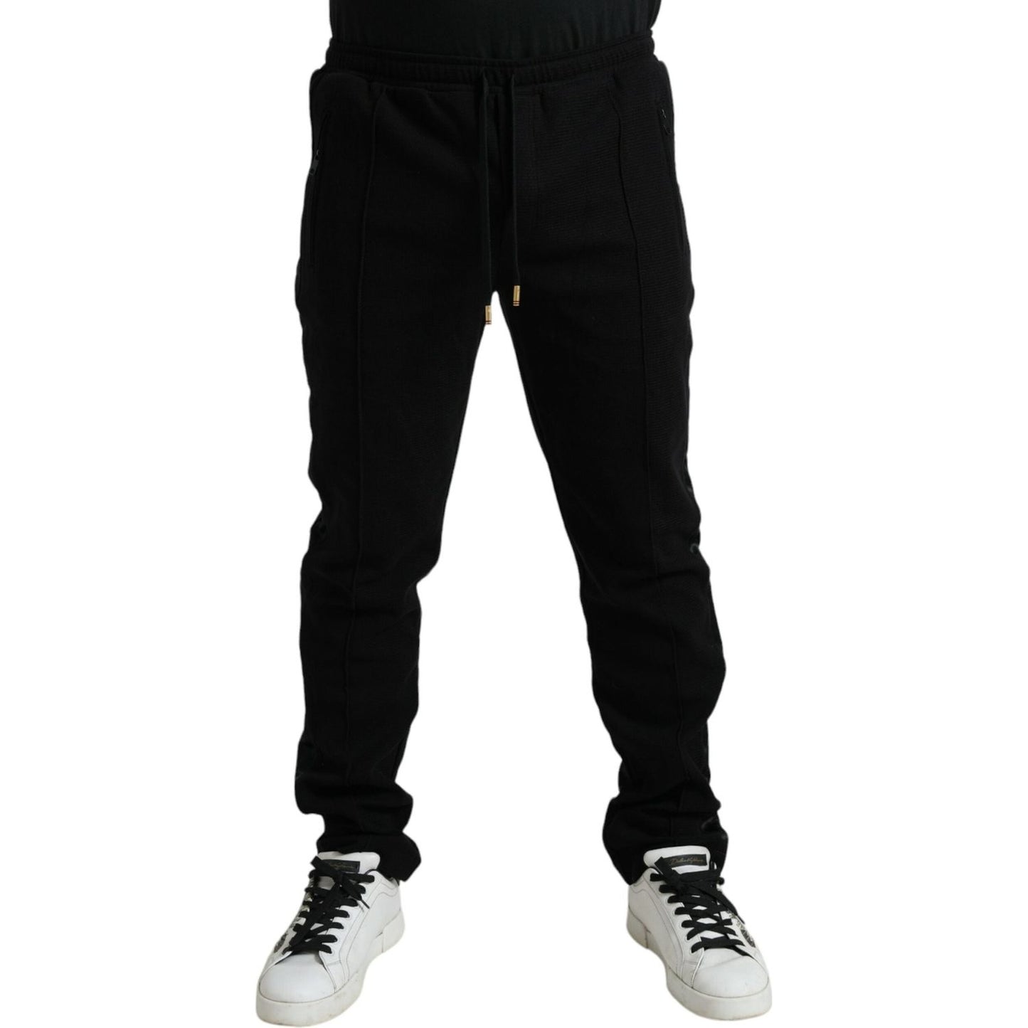 Elegant Black Cotton Blend Jogger Pants