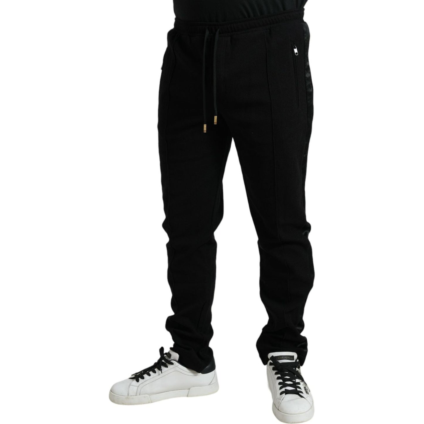 Elegant Black Cotton Blend Jogger Pants