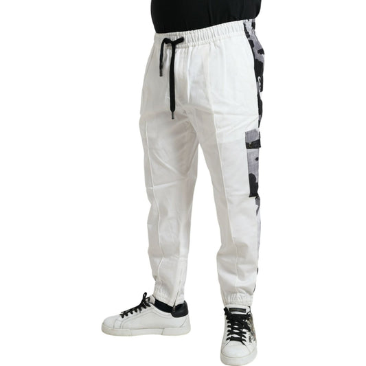 Elegant White Cotton Blend Jogger Pants