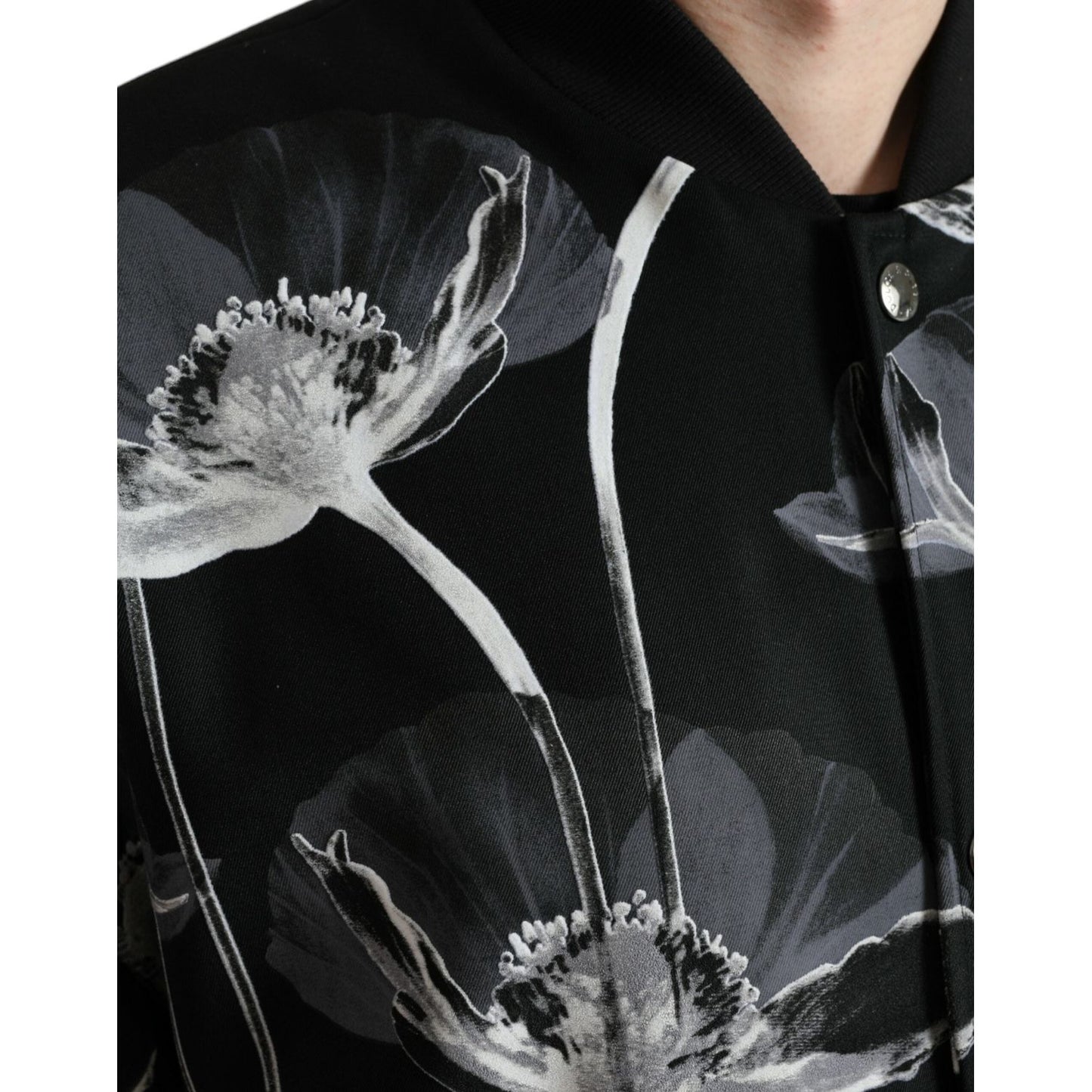 Elegant Floral-Print Bomber Jacket