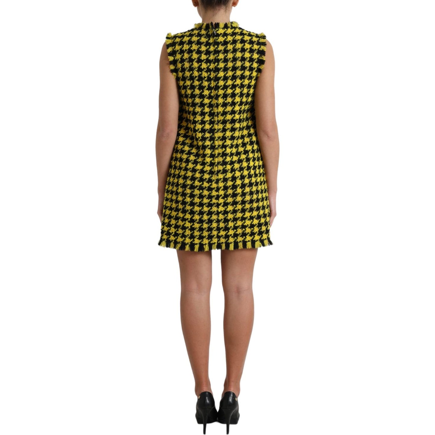 Houndstooth Knitted Chic Yellow Mini Skirt