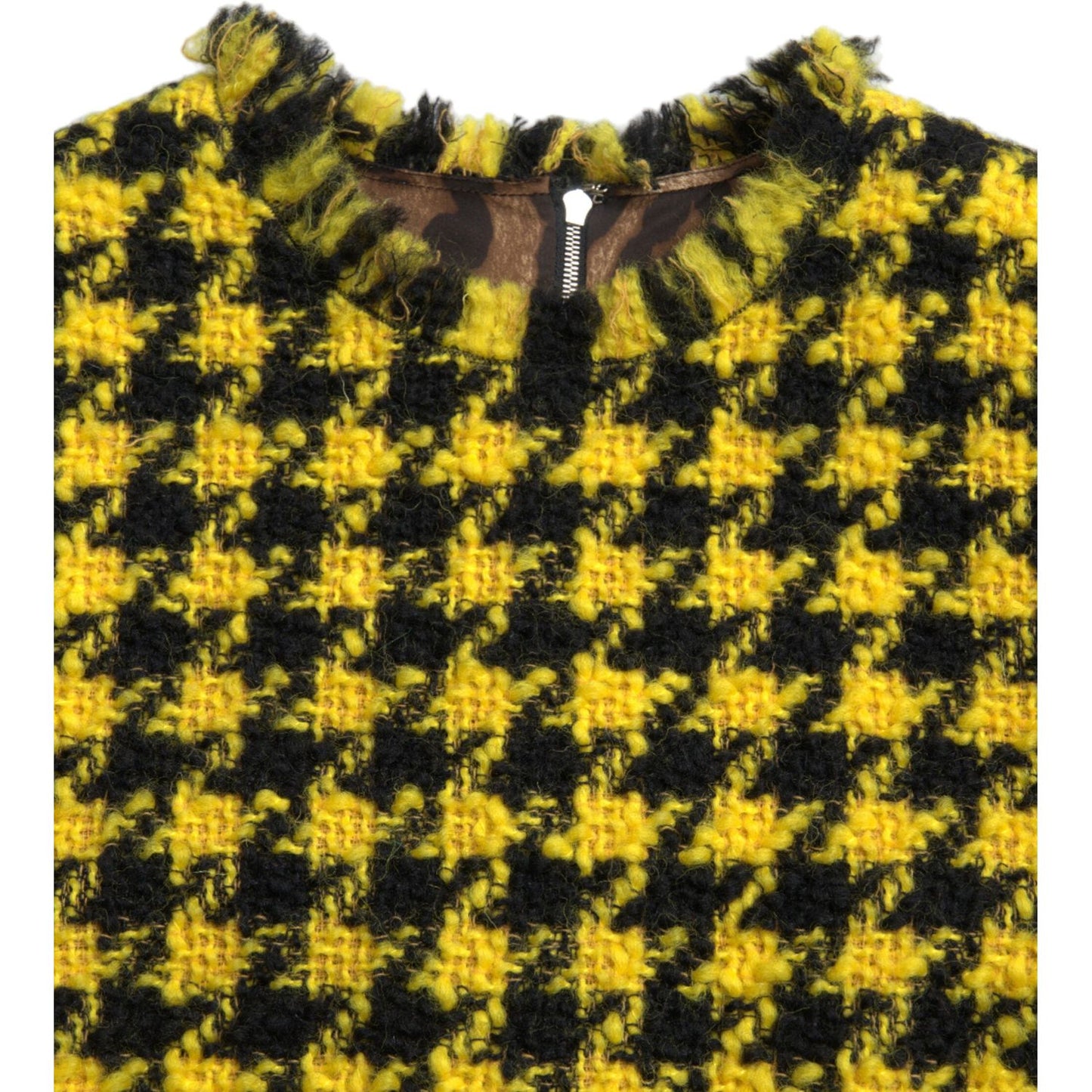 Houndstooth Knitted Chic Yellow Mini Skirt