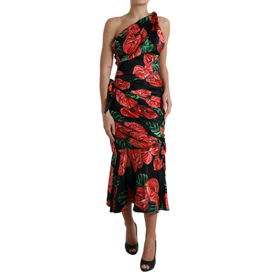 Tropical Elegance Silk Draped Dress