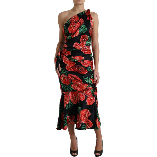 Tropical Elegance Silk Draped Dress