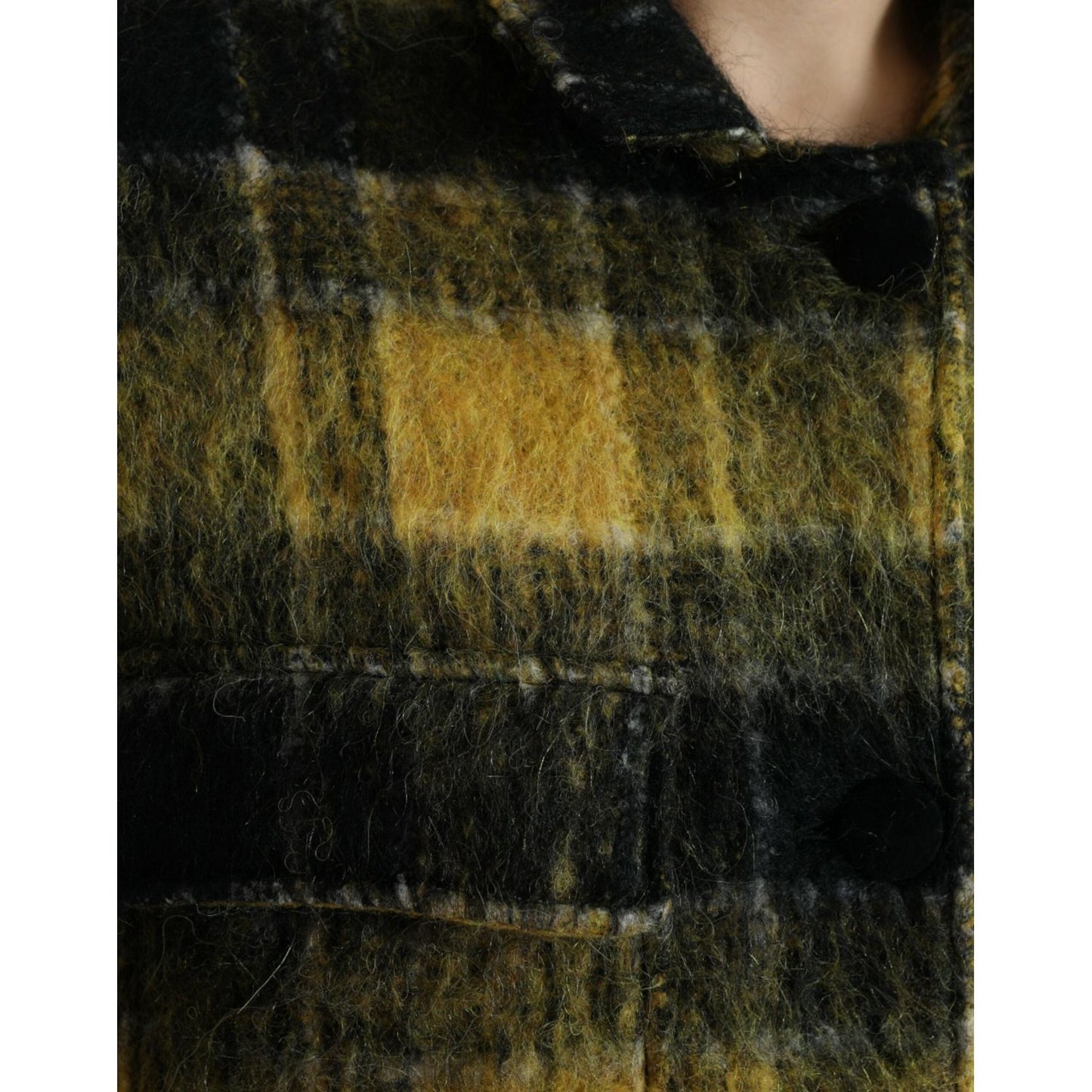 Chic Plaid Long Coat in Sunshine Yellow