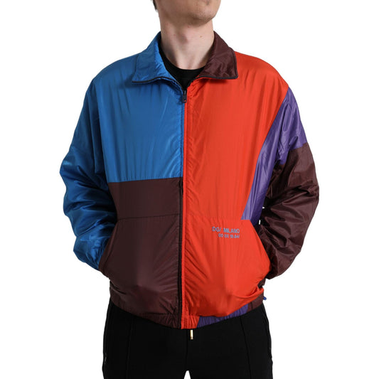 Multicolor Techno Fabric Windbreaker Jacket