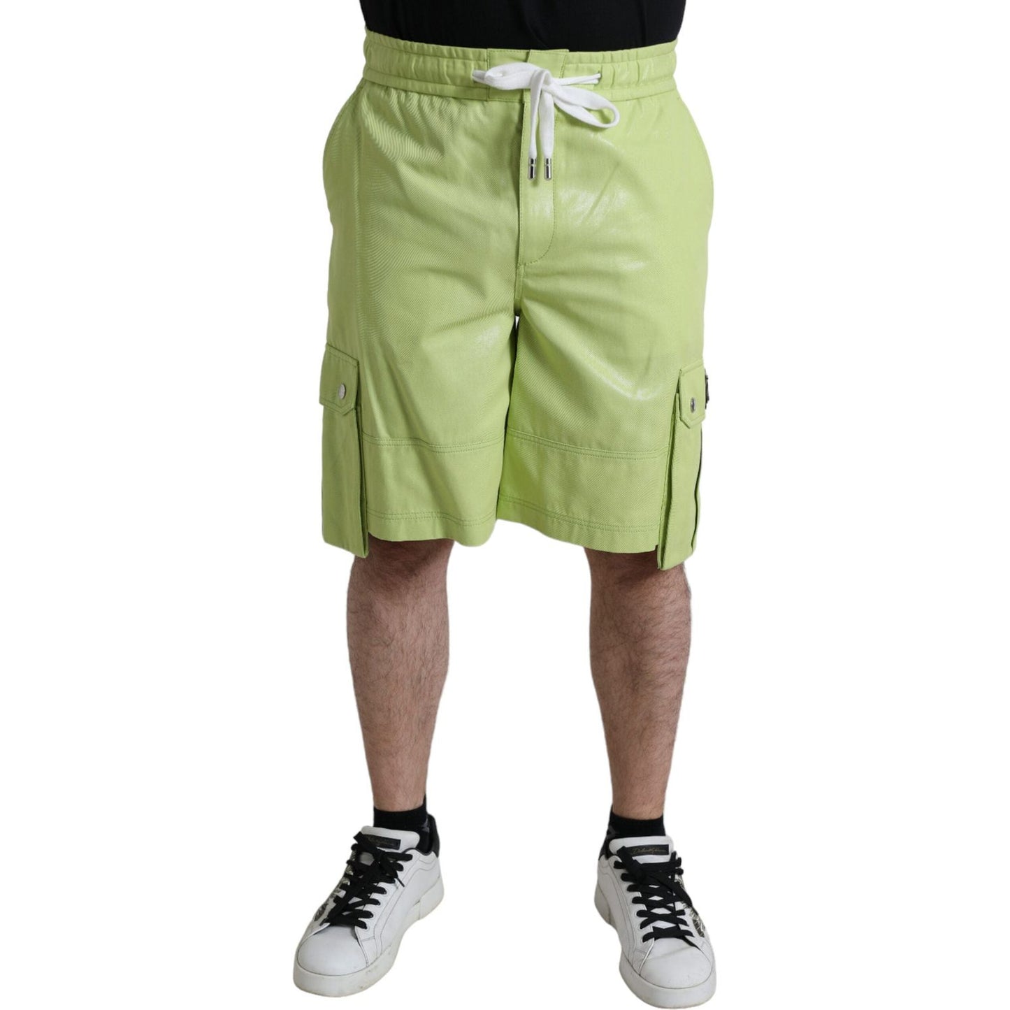 Chic Light Green Cotton Bermuda Shorts