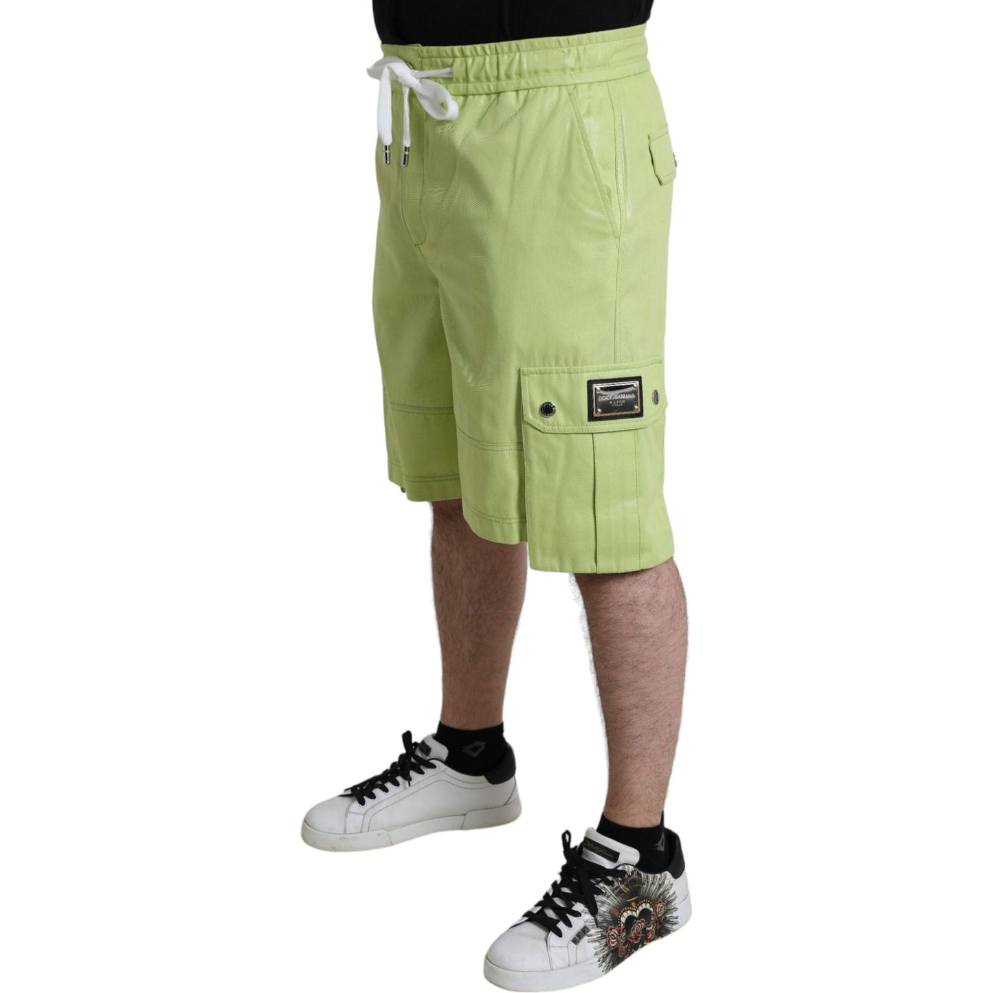 Chic Light Green Cotton Bermuda Shorts