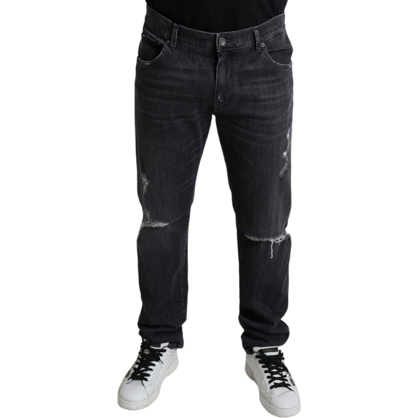 Elegant Slim Fit Tattered Denim Jeans