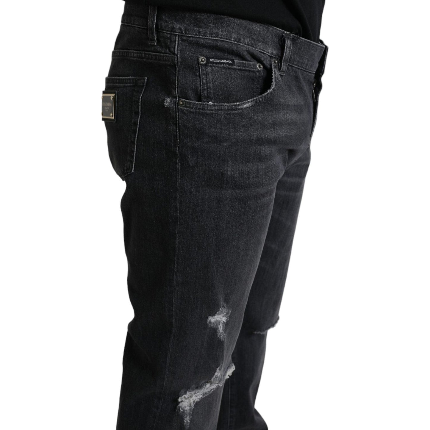 Elegant Slim Fit Tattered Denim Jeans