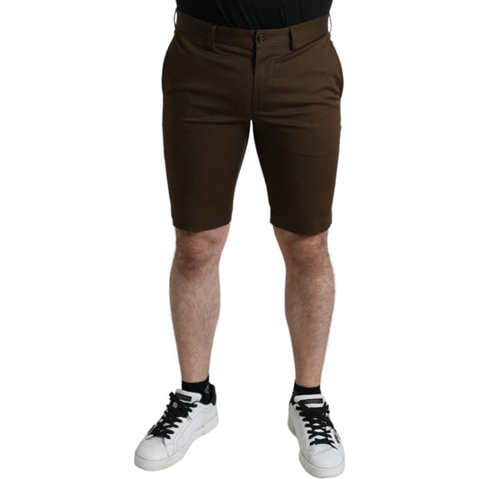 Chic Brown Bermuda Shorts with Logo Detail