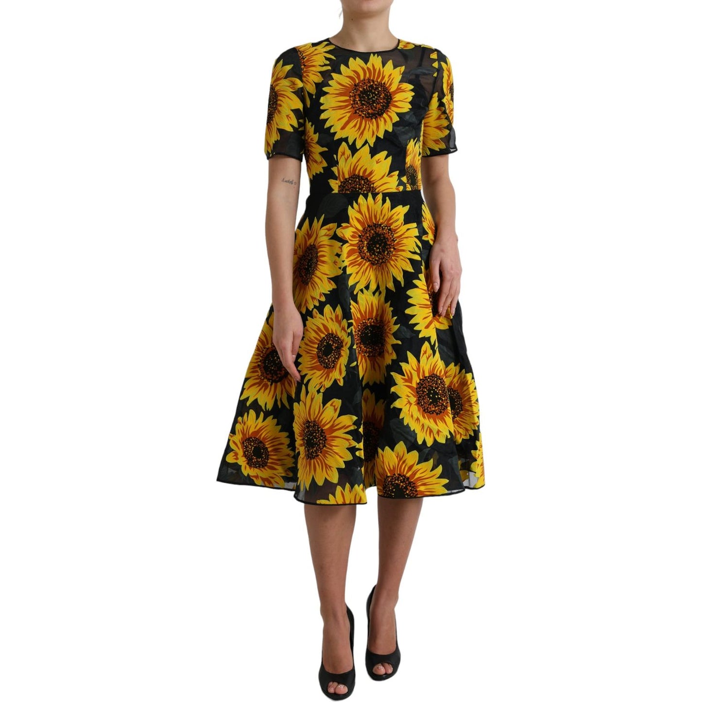 Summery Sunflower A-Line Midi Dress